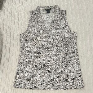 Ann Taylor Black and White Patterned Sleeveless Top